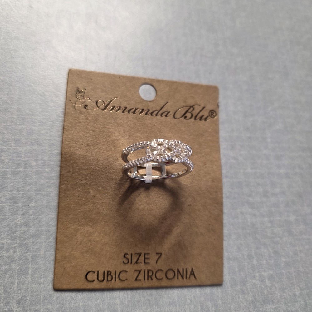 Source Unknown Silver Cubic Zirconia Ring